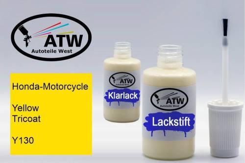 Honda-Motorcycle, Yellow Tricoat, Y130: 20ml Lackstift + 20ml Klarlack - Set, von ATW Autoteile West.